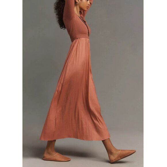Anthropologie The Thea Twofer Sweater Maxi Dress Scoop-Neck Edition Pink L - Picture 4 of 16